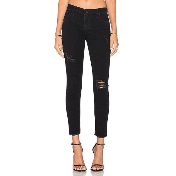 RtA Black Prince Distressed Raw Hem Skinny Ankle Jeans Womens Size 26 Black - Picture 1 of 8